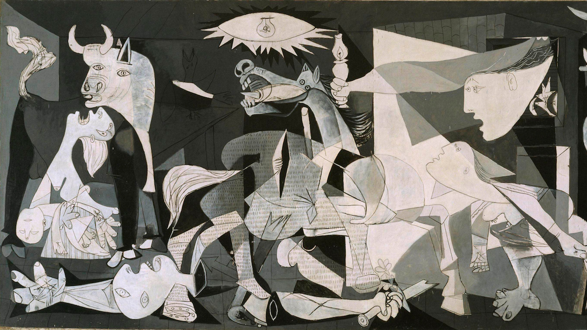 Picasso, Guernica, 1937, oil on canvas, 137.4 in × 305.5 in, Museo Reina Sofía, Madrid, Spain